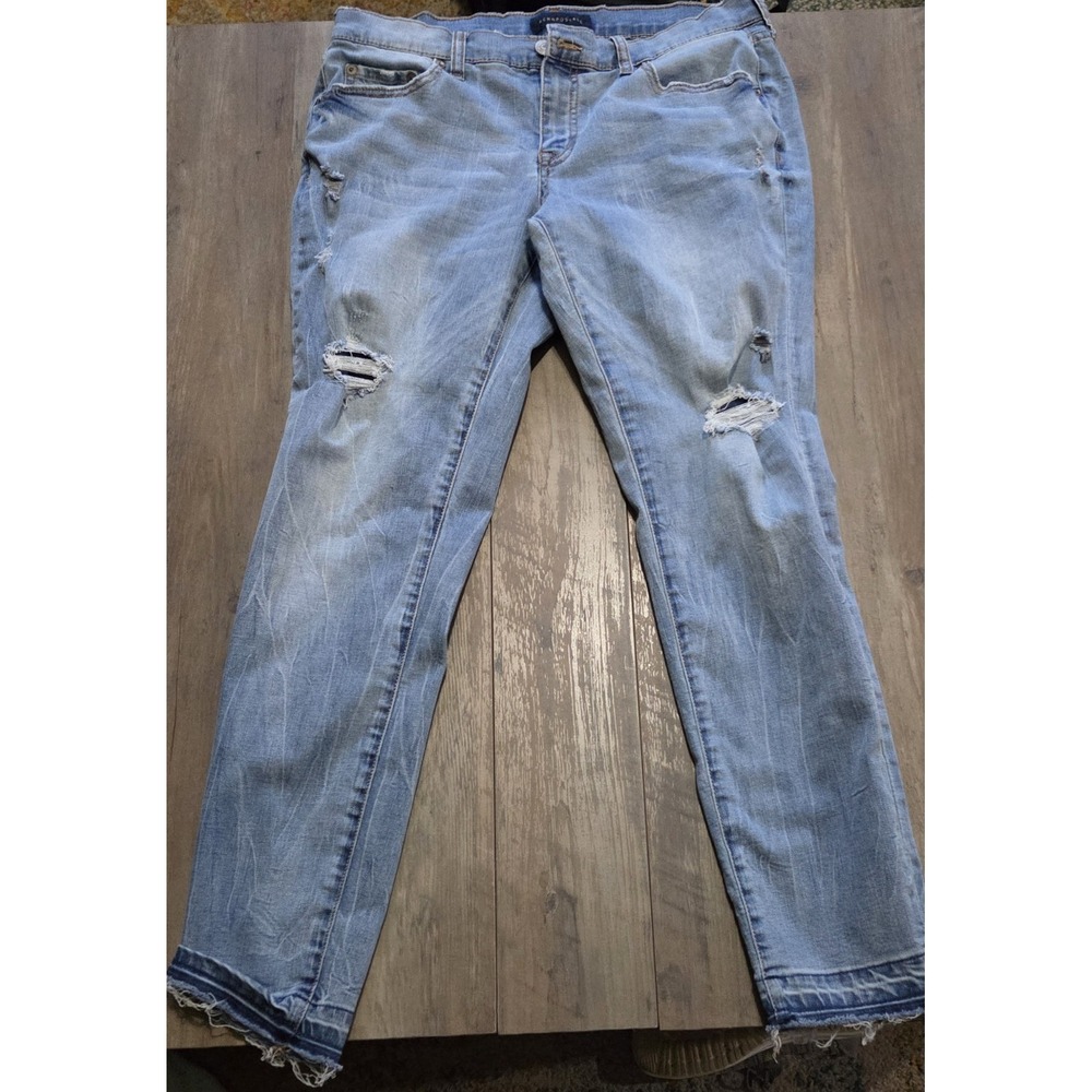 Aeropostale Mid Rise Ankle Jegging Light Wash Distress Denim Jeans Womens Sz 12